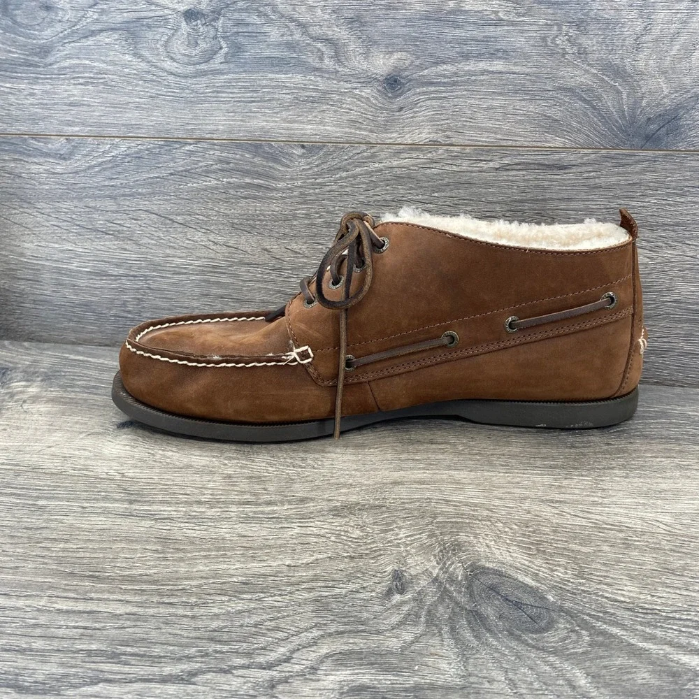 Sperry Top-Sider Chukka Boat Shoes Mens 13 Brown Shearling Lined Leather Boots